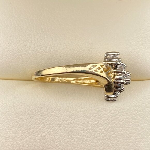 Vtg. Feature Ring Co. Designer 14K Yellow Gold 13 Diamond 0.21 Ct Bypass Sz.6 - Picture 6 of 16